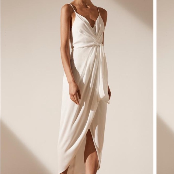 Shona Joy Dresses & Skirts - Shona Joy LUXE TIE FRONT COCKTAIL DRESS - IVORY